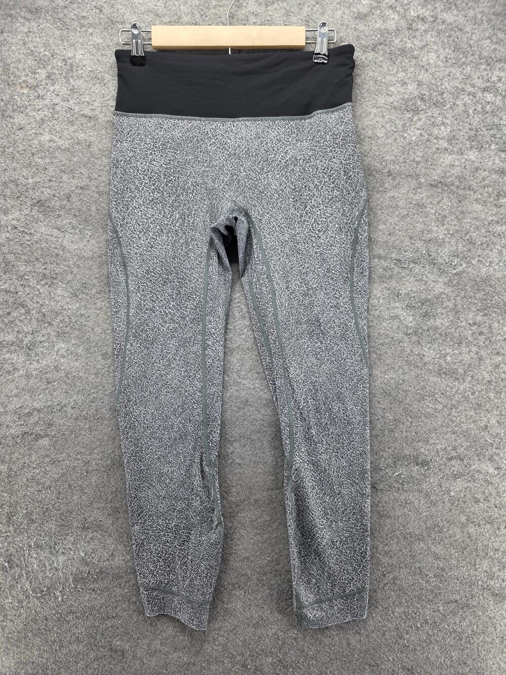 Lululemon Leggings Womens 8 Gray Ankle Yoga Elastic Waist Zip Pocket 28 Inseam